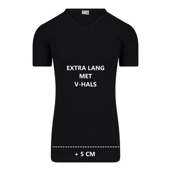 Extra lang heren T-shirt met V-hals M3000 Zwart 