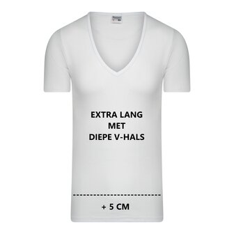 Beeren extra lang heren T-shirt diepe V-hals M3000 Wit (Katoen) 11-545-000