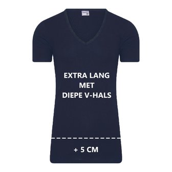 Extra lang heren T-shirt met Diepe V-hals M3000 Marine