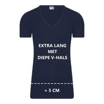 Extra lang heren T-shirt met Diepe V-hals M3000 Marine