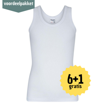 HEREN SINGLET M3000 WIT (100% KATOEN)  Multipack  6 + 1 GRATIS !