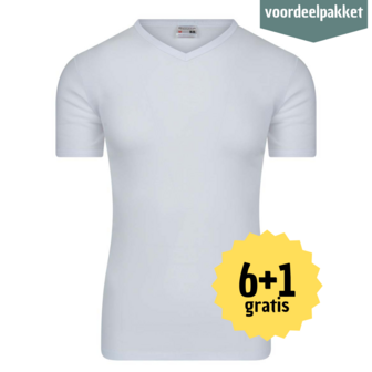 HEREN T SHIRT MET V HALS M3000 WIT  Multipack 6 + 1 GRATIS !