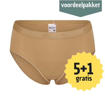 Beeren Young Dames Midi Slip Evie Beige (Microvezel) 5+1 Gratis multipack