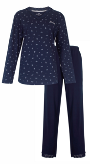  Medaillon dames pyjama donker blauw.