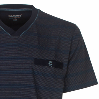  Paul Hopkins heren shortama gestreept dessin Blauw. Verkrijgbaar t/m 4XL!