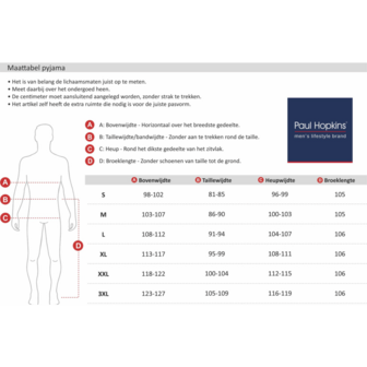 Paul Hopkins Badstof Heren Pyjama V-Hals &ndash; Navy Stripe