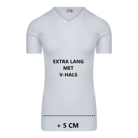 Extra lang heren T-shirt met V-hals M3000 Wit 