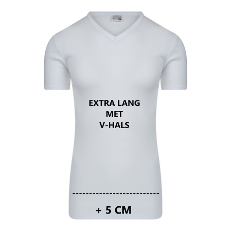 eeren Extra lang heren T-shirt met V-hals M3000 Wit (Katoen)