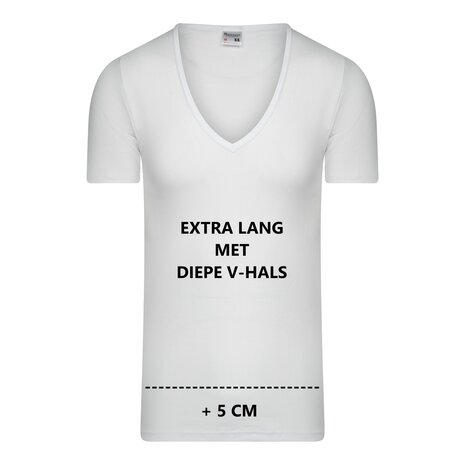 Beeren extra lang heren T-shirt diepe V-hals M3000 Wit (Katoen) 11-545-000