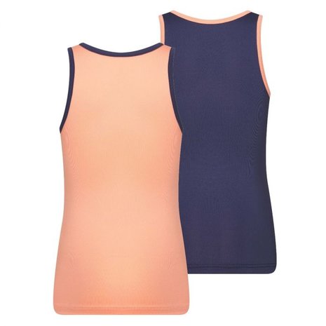 2-Pack Mix&Match Meisjes hemd Zalm/D.Blauw