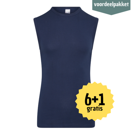 Beeren HEREN MOUWLOOS SHIRT MET RONDE HALS M3000 MARINE MULTIPACK 6 + 1 GRATIS! 