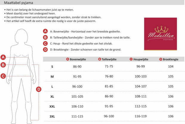  Medaillon dames pyjama donker blauw.