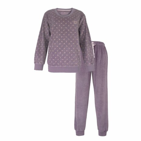 Tenderness Velours Damespyjama – ash Purple  (heerlijk warm)