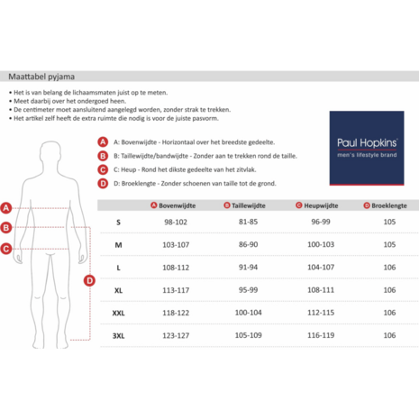 Paul Hopkins Badstof Heren Pyjama – Blue 