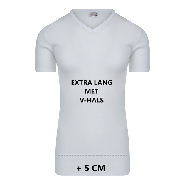 eeren Extra lang heren T-shirt met V-hals M3000 Wit (Katoen)