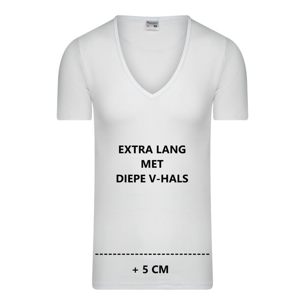 Beeren extra lang heren T-shirt diepe V-hals M3000 Wit (Katoen) 11-545-000