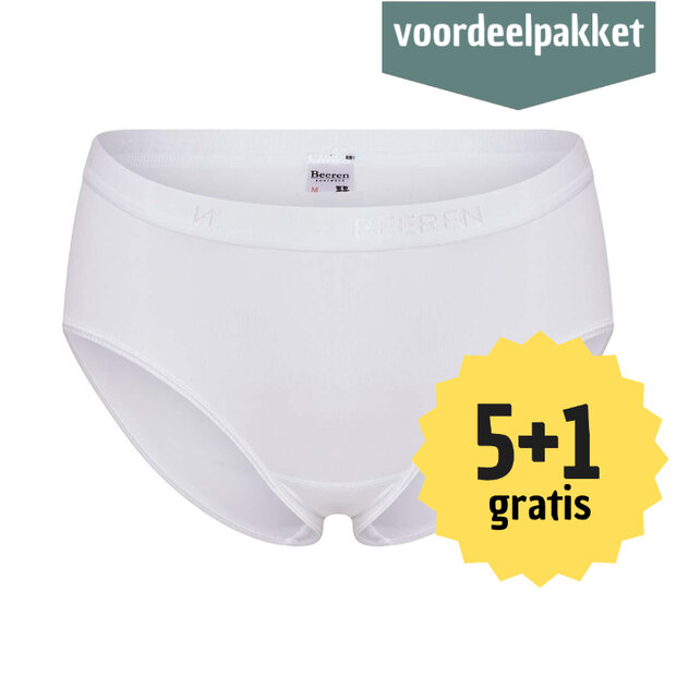 Beeren Young Dames Midi Slip Evie Wit (Microvezel) 5+1 Gratis multipack 