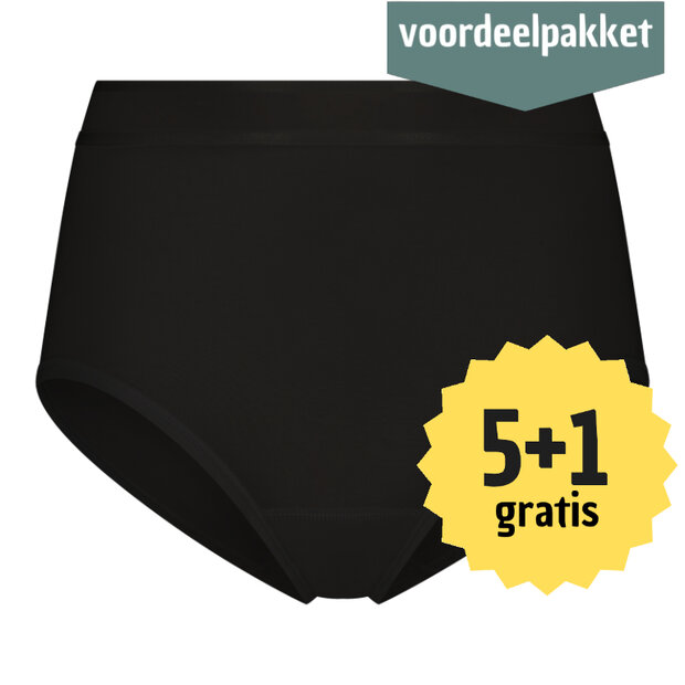 Beeren  Green Comfort Dames Maxi Slip Nora zwart 5+1 Gratis multipack! 
