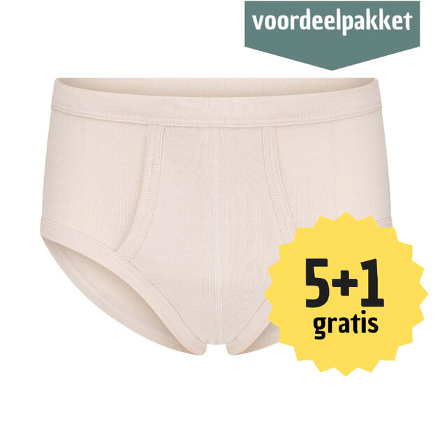 Beeren M3000 Heren slips met gulp James Beige 5+1 multipack  Beeren M3000 Heren slips met gulp James Beige 5+1 multipack