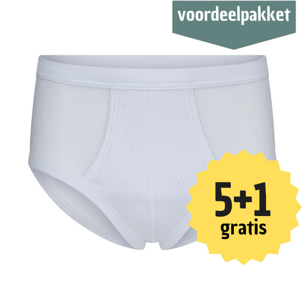 Beeren M3000 Heren slips met gulp James Wit (100% Katoen) 5+1 gratis multipack 