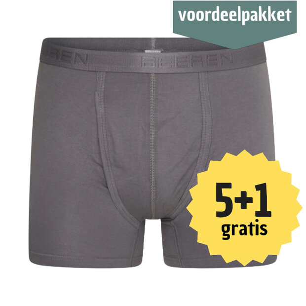 Beeren Dylan heren boxershorts met gulp (Comfort Feeling)  Staalgrijs (Elastisch Katoen) 5+1 multipack!  Beeren Dylan heren boxershorts met gulp (Comfort Feeling)  Staalgrijs (Elastisch Katoen) 5+1 multipack!