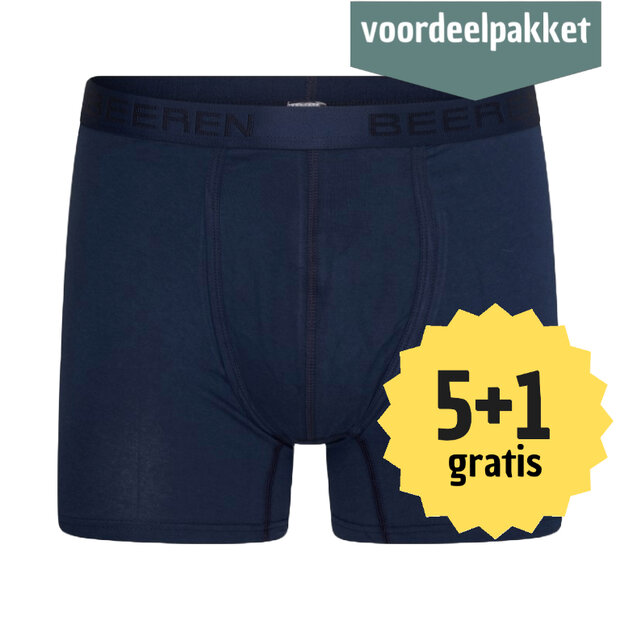 Beeren Dylan Heren boxershorts met gulp (Comfort Feeling)  Marine (Elastisch Katoen) 5+1 multipack!  Beeren Dylan Heren boxershorts met gulp (Comfort Feeling)  Marine (Elastisch Katoen) 5+1 multipack!