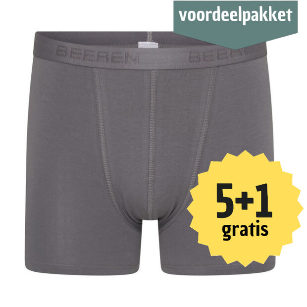 Beeren Roger heren boxershorts Grijs (Elastisch Katoen) 5+1 multipack 