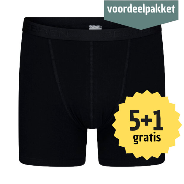 Beeren 5+1 multipack Roger heren boxershorts Zwart (Elastisch Katoen)  voordeelpakket roger