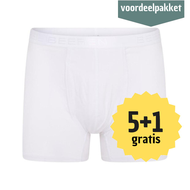 Beeren Dylan heren boxershorts met gulp (Comfort Feeling)  Wit  5+1 multipack  Beeren Dylan heren boxershorts met gulp (Comfort Feeling)  Wit  5+1 multipack