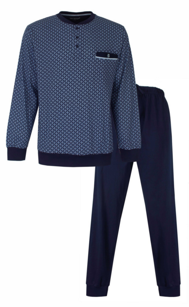 Paul Hopkins Heren Pyjama Geprint Dessin Donker Blauw.