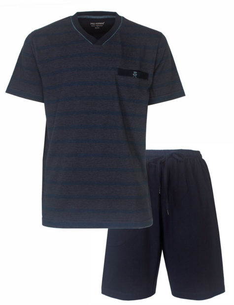  Paul Hopkins heren shortama gestreept dessin Blauw. Verkrijgbaar t/m 4XL!