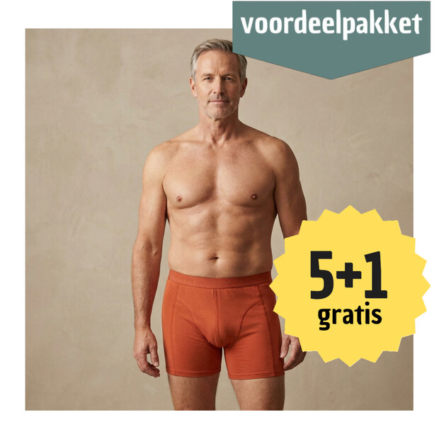 Maxx Owen heren boxershort  5+1 Gratis  Multi pack terracotta 