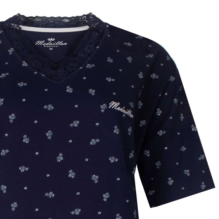  Medaillon dames shortama donker blauw.