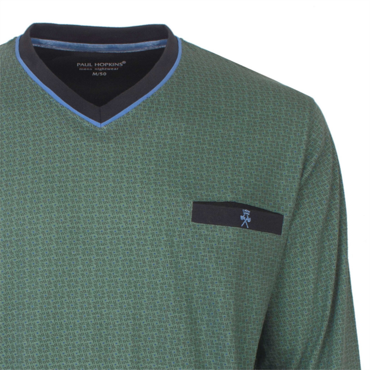 Paul Hopkins Heren Pyjama Geprint Dessin Groen.
