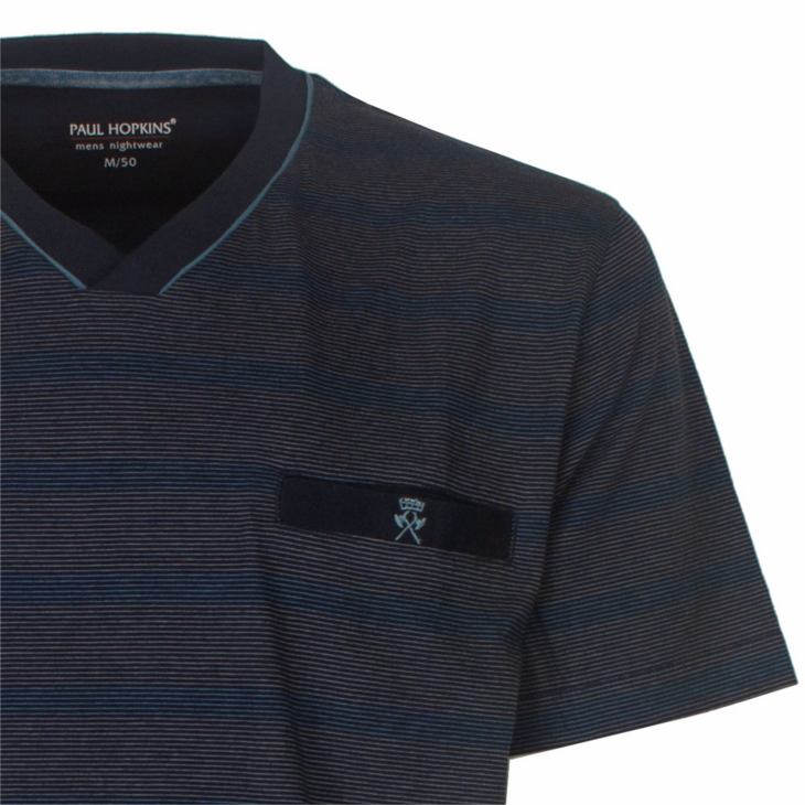  Paul Hopkins heren shortama gestreept dessin Blauw. Verkrijgbaar t/m 4XL!