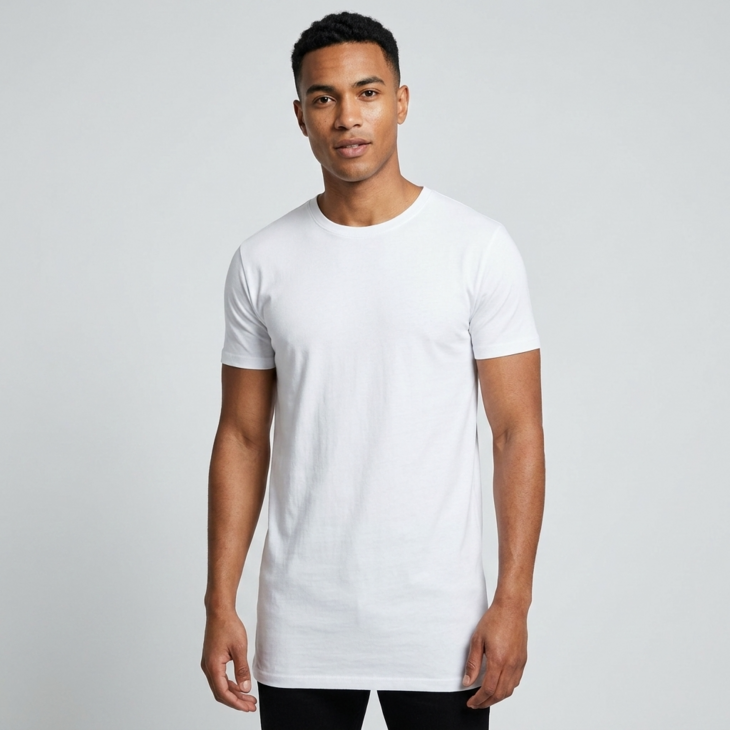Extra lang heren T-shirt met ronde hals M3000 Wit