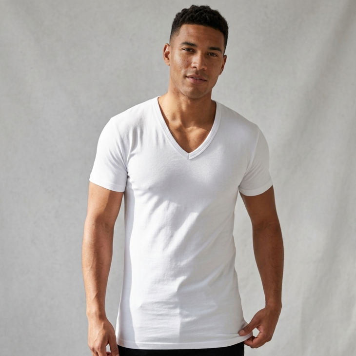 eeren Extra lang heren T-shirt met V-hals M3000 Wit (Katoen)