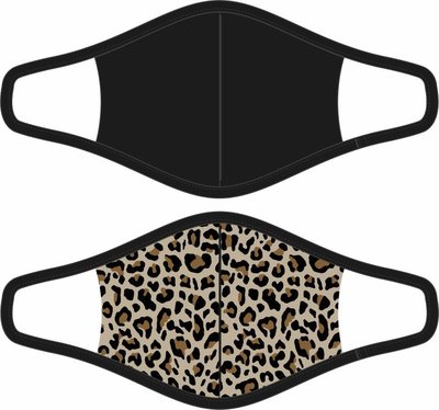 Dames 2-Pack Mondkapjes Leopard/Zwart maat S