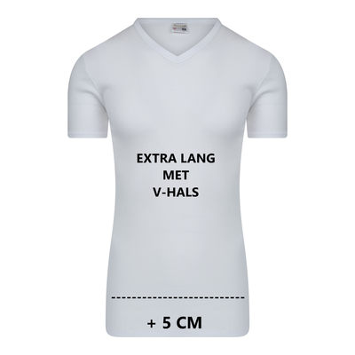 Extra lang heren T-shirt met V-hals M3000 Wit (Katoen)