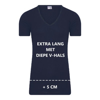 Extra lang heren T-shirt met diepe V-hals M3000 Marine (Katoen)