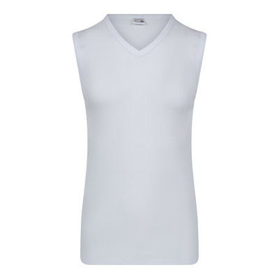 Heren mouwloos shirt met V-hals M3000 Wit (Katoen)