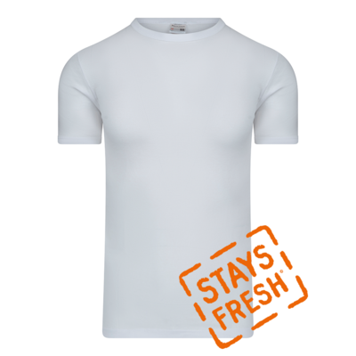 Stays Fresh T-Shirt met Ronde Hals Wit (100% Katoen)