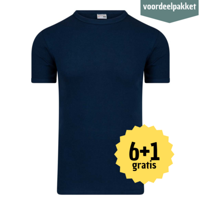 HEREN T SHIRT MET RONDE HALS M3000 MARINE  Multipack 6 + 1 GRATIS !