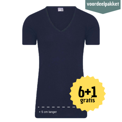 EXTRA LANG HEREN T SHIRT MET DIEPE V HALS M3000 MARINE MULTIPACK 6 + 1 GRATIS !