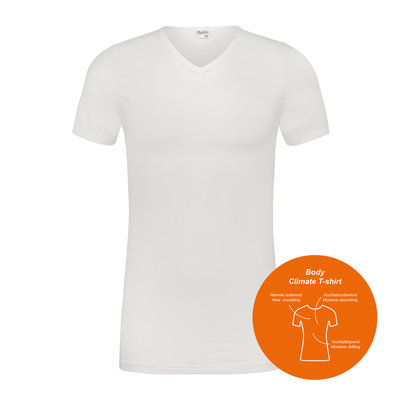 Body Climate T-shirt met V-hals Wit